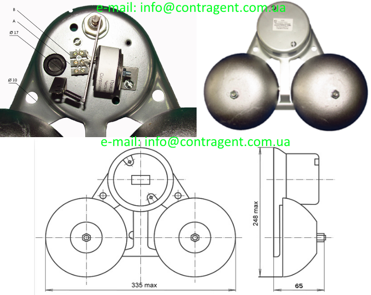 opoveschatel_ mzm-1_220V Оповещатели МЗМ-1 чертеж, Звонки громкие МЗМ-1 220 В